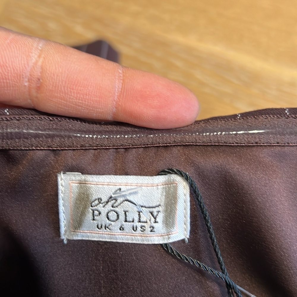 Oh Polly! brown Pinstripe A-Line Halter mini  Dress size 2 NWT - Picture 8 of 16